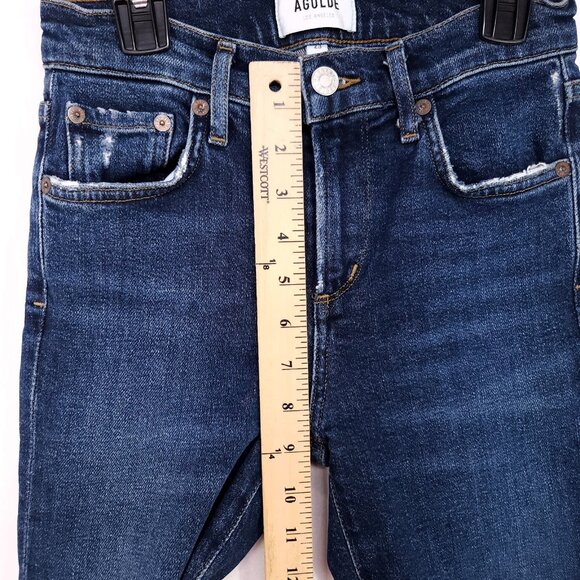Agolde Mid Rise Skinny Leg Jeans Size 23 Dark Wash Blue Denim Stretch - Picture 5 of 13
